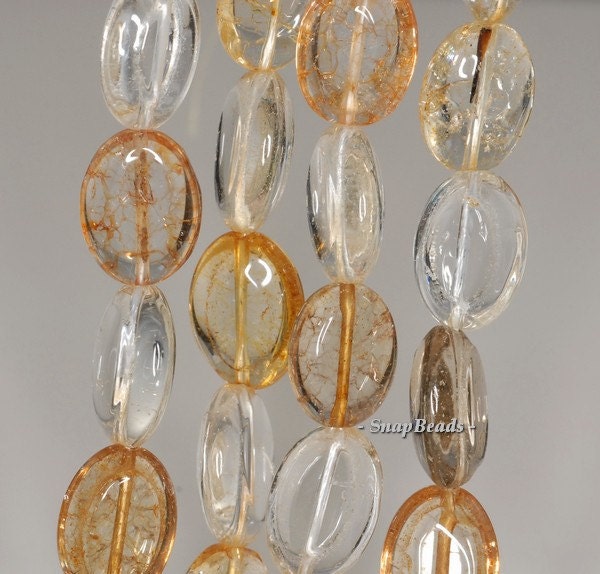 18x13-16x12mm Citrine Rock Crystal Mix Quartz Gemstone Oval Loose Beads 7 Inch Half Strand (90144017-b30-557)
