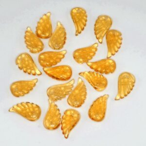 19x10mm Citrine Gemstone Carved Angel Wing Beads Bulk Lot 2,6,12,24,48 (90187172-001)