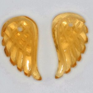 19x10mm Citrine Gemstone Carved Angel Wing Beads Bulk Lot 2,6,12,24,48 (90187172-001)