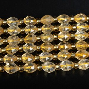 6mm Yellow Citrine Beads Grade Aa Genuine Natural Gemstone Drum Barrel Rice Bead Loose Beads 15"/7.5" Bulk Lot Options