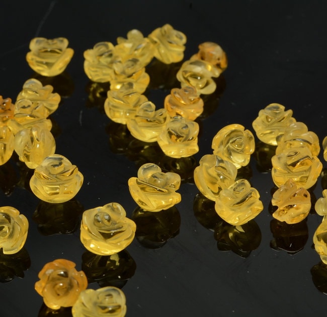 8mm Citrine Gemstone Carved Flower Beads Bulk Lot 5,10,20,30,50 (90187274-002)