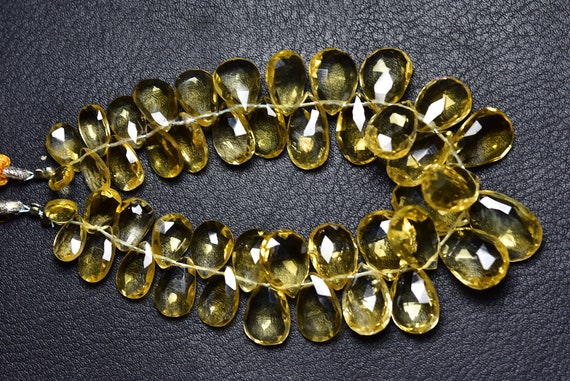 Aaa Citrine Pear Beads - 171 Carats - 7.5 Inches - Natural Finest Quality Faceted Citrine Pear Briolettes - Size Is 7x10- 11x16mm #2291