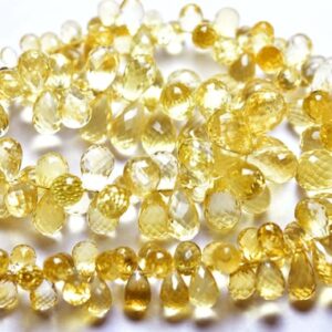 Beautiful Citrine Teardrop Beads - 7 Inches - Natural Faceted High Quality Citrine Tear Drops Briolettes - Size Is 5x7-7x11 Mm #1292