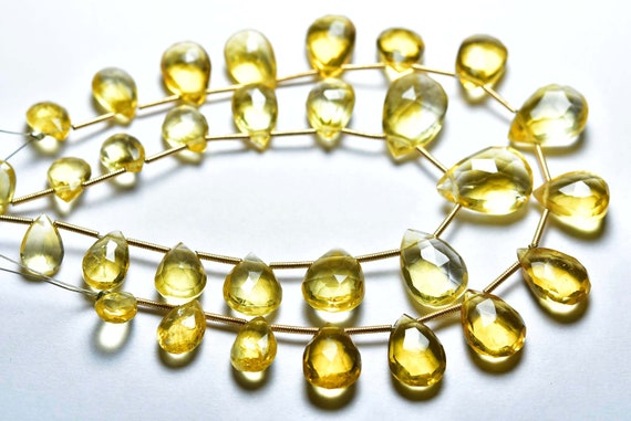 Big Citrine Briolette Beads - 8 Inches - Natural Super Quality Faceted Citrine Pear Briolettes - Size Is 7x10-12x16 Mm #1297 Big Citrine Briolette Beads - 8 Inches - Natural Super Quality Faceted Citrine Pear Briolettes - Size Is 7x10-12x16 Mm #1297