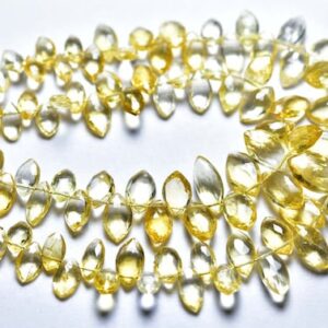 Citrine Briolette Beads - 8 Inches - Natural Faceted Citrine Marquise Briolettes - Size Is 4x6-6x11 Mm #1263