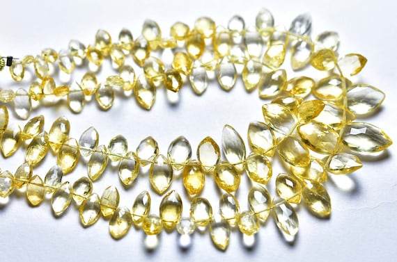 Citrine Briolette Beads - 8 Inches - Natural Faceted Citrine Marquise Briolettes - Size Is 4x6-6x11 Mm #1263