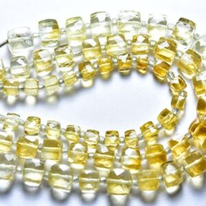 Citrine Cube Beads - 7 Inches - Natural Faceted Citrine Cube,box Briolettes - Size Is 5.5-6.5 Mm #1259