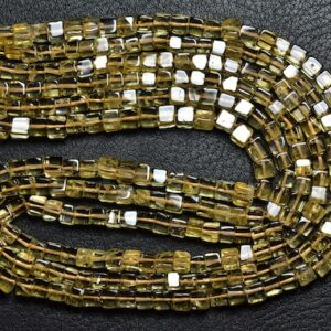 Citrine Cube Beads - 16 Inches - Natural Smooth Citrine Cube Shapes Beads - Size Is 5 Mm #2296