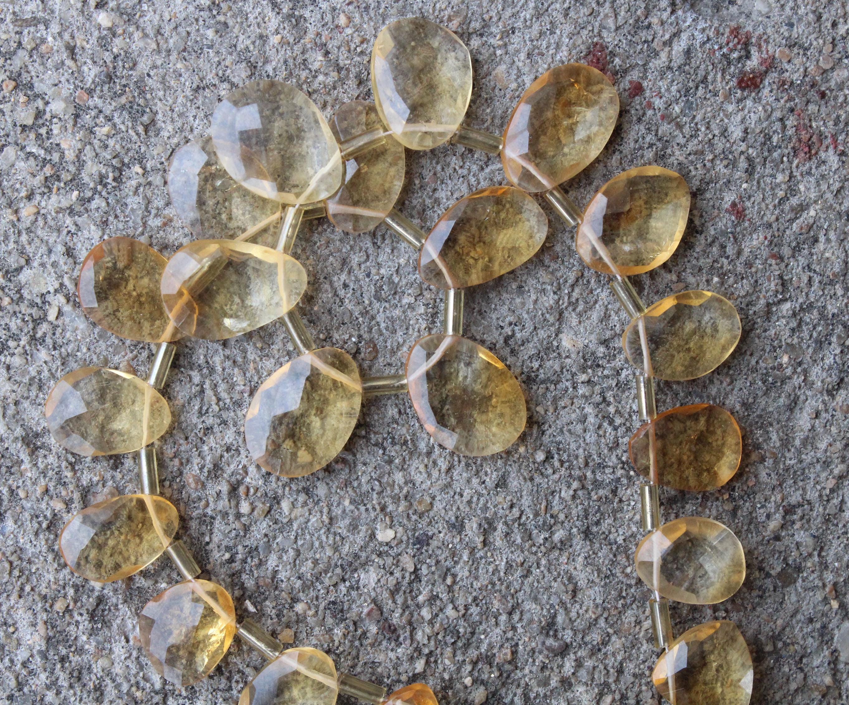 Citrine Gemstone Faceted Briolette Beads I 10-piece Oval I 10 - 15 Mm App I Jewelry Setting (d60)