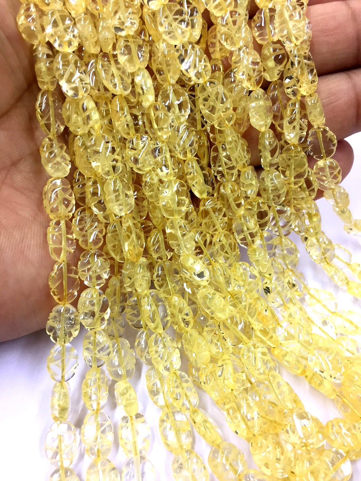 Natural Citrine Carving Oval Shape Beads 7mm Width Citrine Gemstone Beads 18" Strand Citrine Carved Oval Citrine Strand