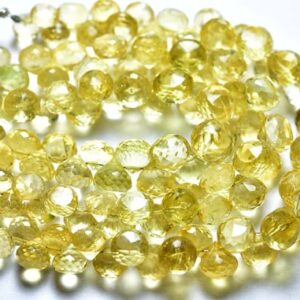 Citrine Onion Beads - 8 Inches - Natural Faceted Citrine Onion Shape Briolettes - Size Is 7.5-9.5 Mm #1293