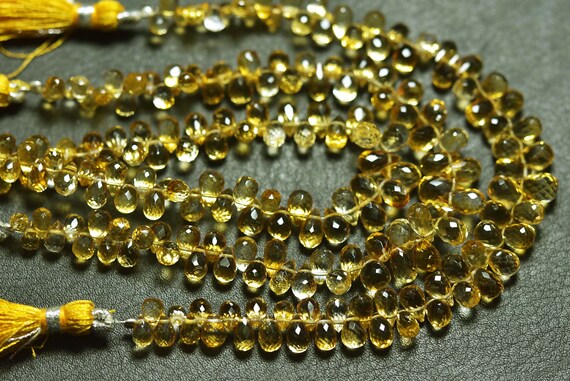 Super Quality Citrine Teardrop Beads - 7 Inches - Natural Citrine Faceted Teardrops Briolettes,micro Cut Drops,size Is 4x6-5x8.50mm #881
