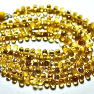 Superb Quality Citrine Teardrop Beads - 7 Inches - Natural Citrine Faceted Teardrops Briolettes,micro Cut Drops,size Is 4x6-5x9mm #865