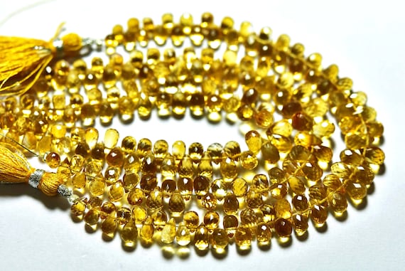 Superb Quality Citrine Teardrop Beads - 7 Inches - Natural Citrine Faceted Teardrops Briolettes,micro Cut Drops,size Is 4x6-5x9mm #865