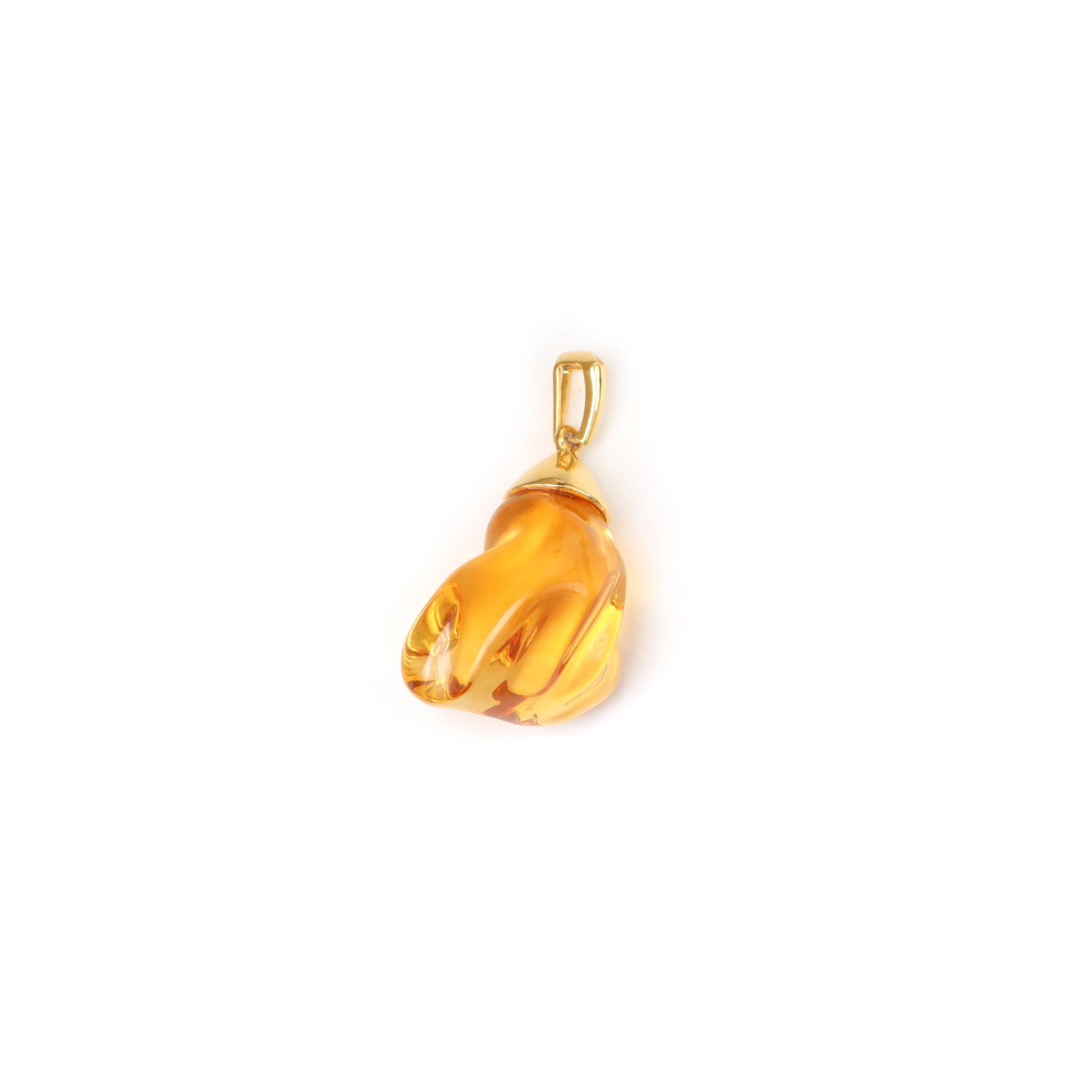 14k Citrine Pendant, Citrine Pendant, Yellow Gold Citrine Pendant, Citrine Pendant Necklace, Gift For Her Women Jewelry November Birthstone