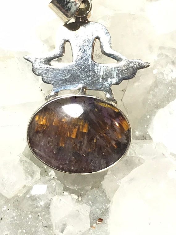 Beautiful Rare Cacoxenite Super 7 Mineral   And Citrine Yoga Pendant
