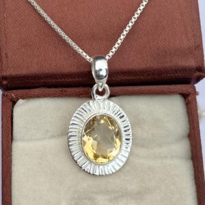 Dainty Oval Citrine Pendant: 925 Sterling Silver Healing Gemstone
