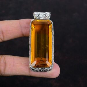 Faceted Citrine Pendant: Handmade 925 Sterling Silver Vintage Jewelry