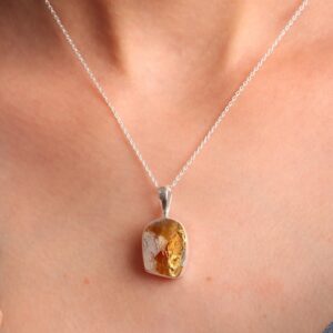 Handmade Citrine Pendant Necklace: 925 Sterling Silver