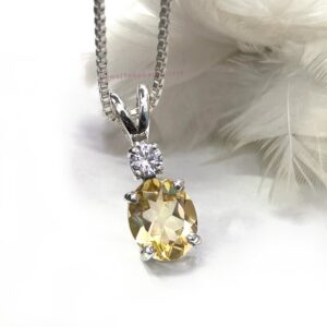 Natural Citrine Pendant: Oval Cut, 925 Sterling Silver, Handmade