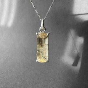 Natural Citrine Stone Silver Necklace, Unheated African Yellow Citrine Pendant, Special Skin Touch Design, Genuine Citrine Men Necklace