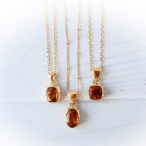 Citrine Necklace Gold • Genuine Citrine Pendant Set In Gold Vermeil