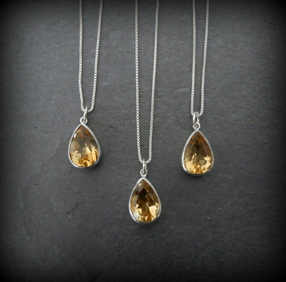 Citrine Necklace • Yellow Gemstone Pendant • Teardrop Semi Precious Gemstone • Healing Crystal • November Birthstone • Gemstone Appeal • Gsa