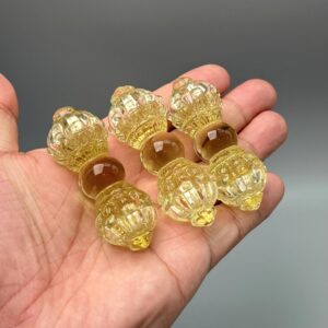 Citrine Quartz Crystal Vajra Dorje Amulet: Hand-engraved Reiki Healing Pendant