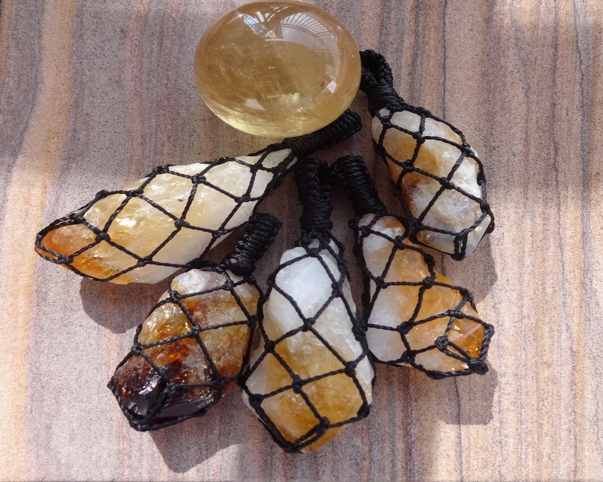 Raw Citrine Macrame Pendant, Rough Yellow Crystal Necklace, Natural Gemstone Pendant, Citrine Macrame Crystal Necklace Raw Citrine Macrame Pendant, Rough Yellow Crystal Necklace, Natural Gemstone Pendant, Citrine Macrame Crystal Necklace