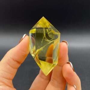 2.4" Citrine Quartz Crystal Point Double Terminated Citrine Point Natural Yellow Citrine Wand Healing Reiki Crystal Grid OB-H14