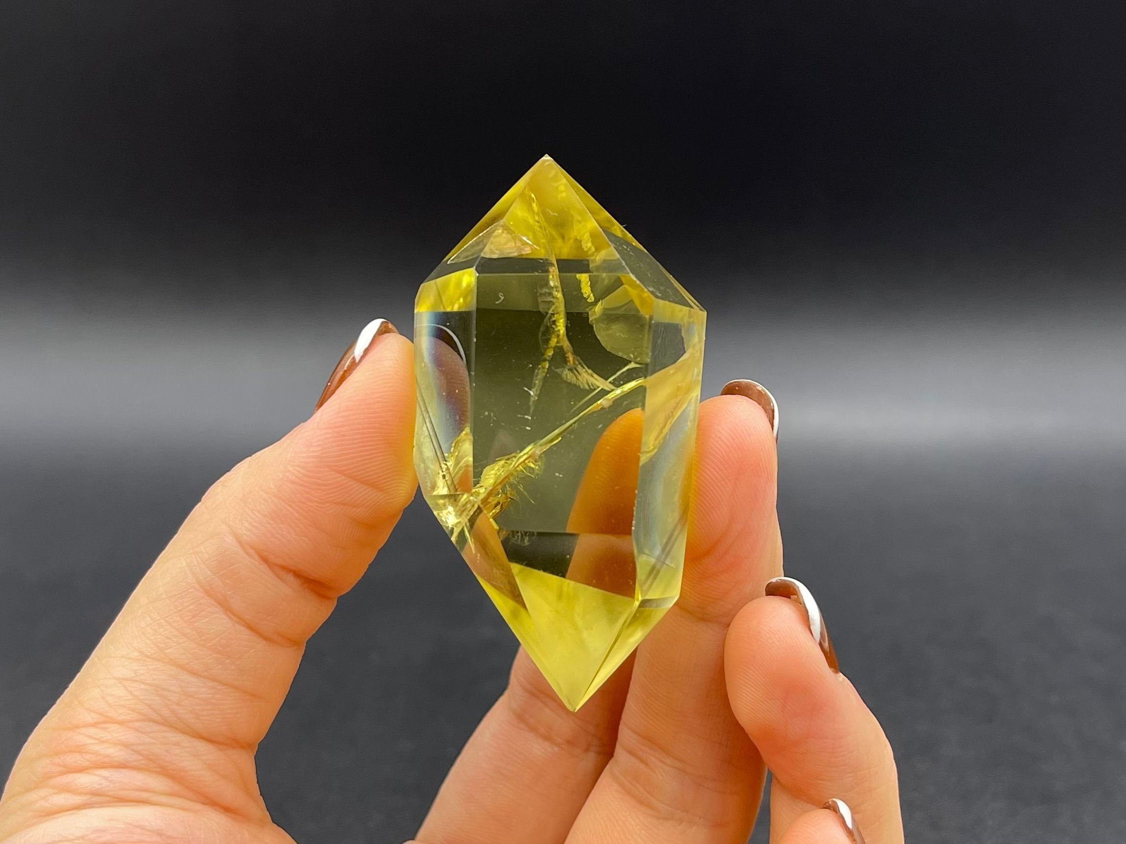 2.4" Citrine Quartz Crystal Point Double Terminated Citrine Point Natural Yellow Citrine Wand Healing Reiki Crystal Grid Ob-h14
