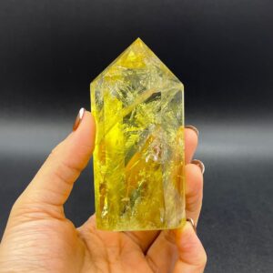 3.6" Large Rainbow Citrine Tower Point Clear Yellow Citrine Quartz Crystal Tower Point Wand Meditation Healing Reiki Energy Crystal OB-H06