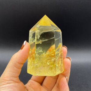 3" Large Citrine Tower Point Clear Yellow Citrine Quartz Crystal Tower Point Wand Meditation Healing Reiki Energy Crystal OB-H02