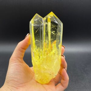 5.3" Extra Large Citrine Tower Point Rainbow Citrine Quartz Crystal Double Point Wand Meditation Healing Reiki Energy Crystal OB-H25