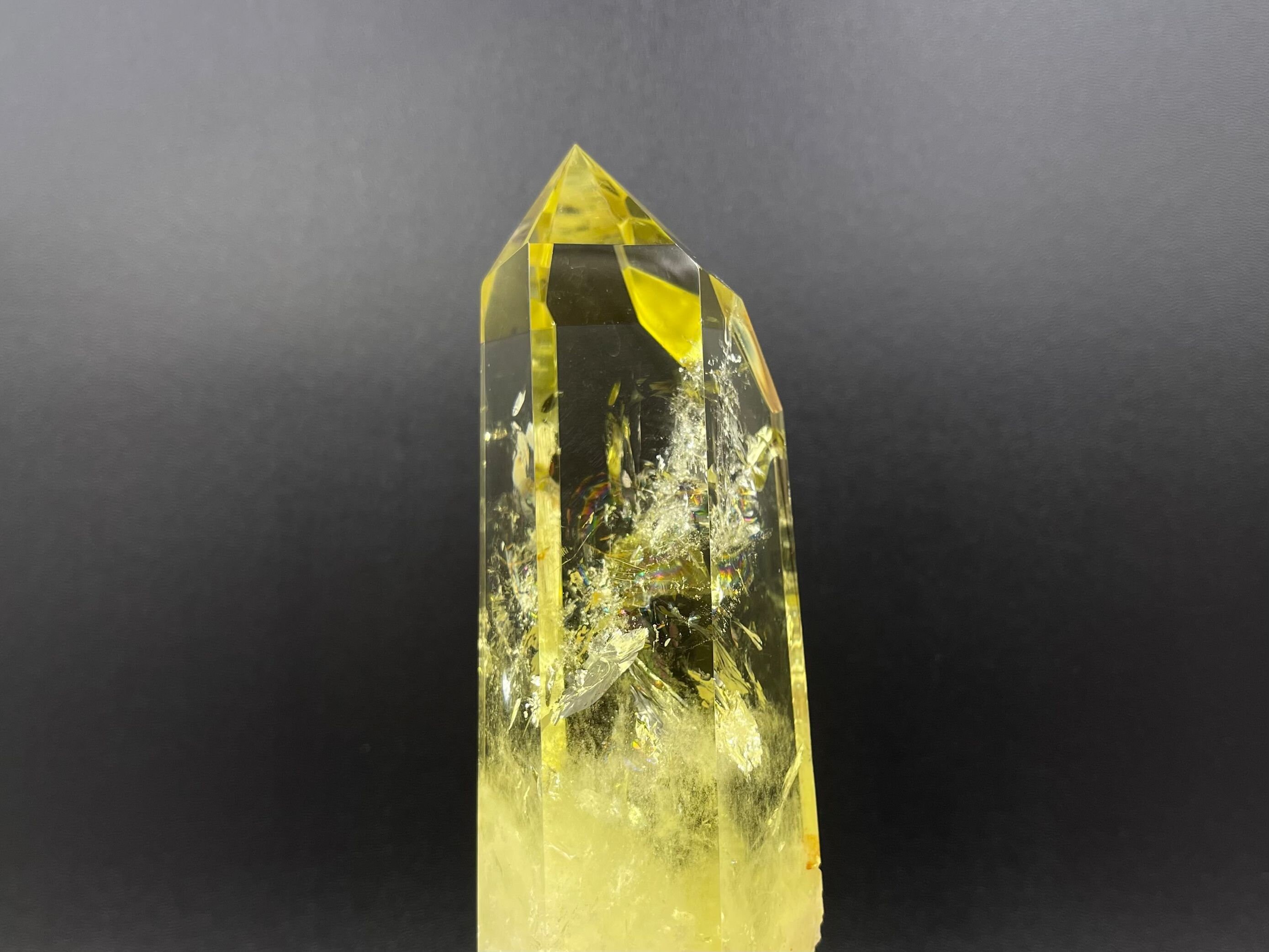 5.4" Large Yellow Citrine Tower Point Rainbow Citrine Quartz Crystal Tower Point Wand Meditation Healing Reiki Energy Crystal Ob-h18