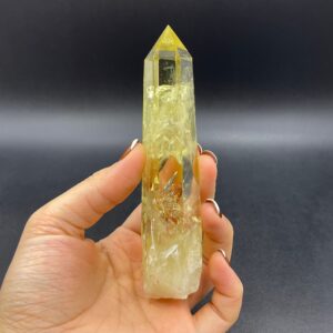 5" Rainbow Citrine Tower Point Clear Yellow Citrine Quartz Crystal Tower Point Wand Meditation Healing Reiki Energy Crystal OB-H16