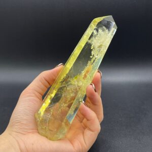 7.3" Extra Large Citrine Tower Point Clear Yellow Citrine Quartz Crystal Tower Point Wand Meditation Healing Reiki Energy Crystal OB-H21