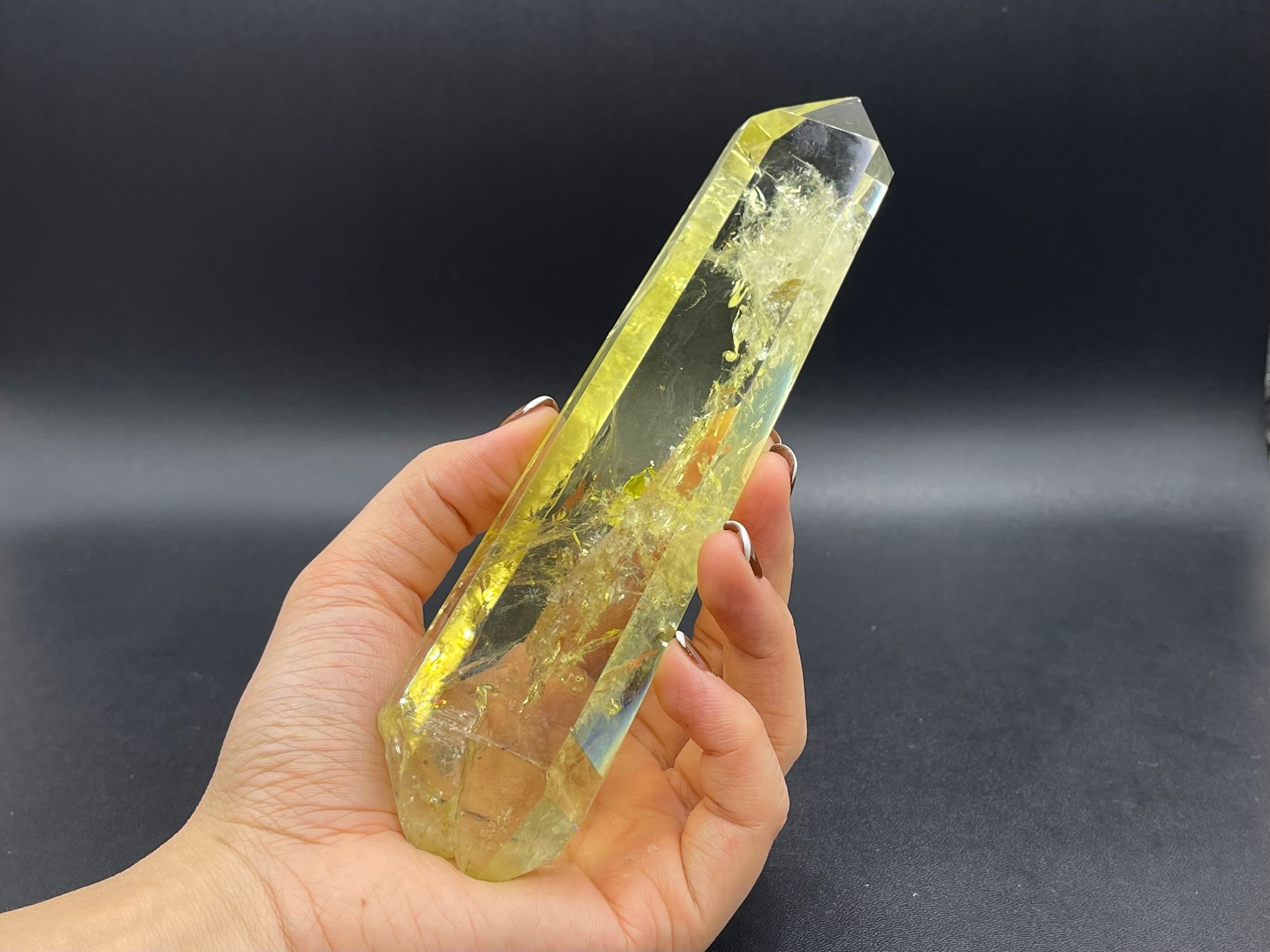 7.3" Extra Large Citrine Tower Point Clear Yellow Citrine Quartz Crystal Tower Point Wand Meditation Healing Reiki Energy Crystal Ob-h21
