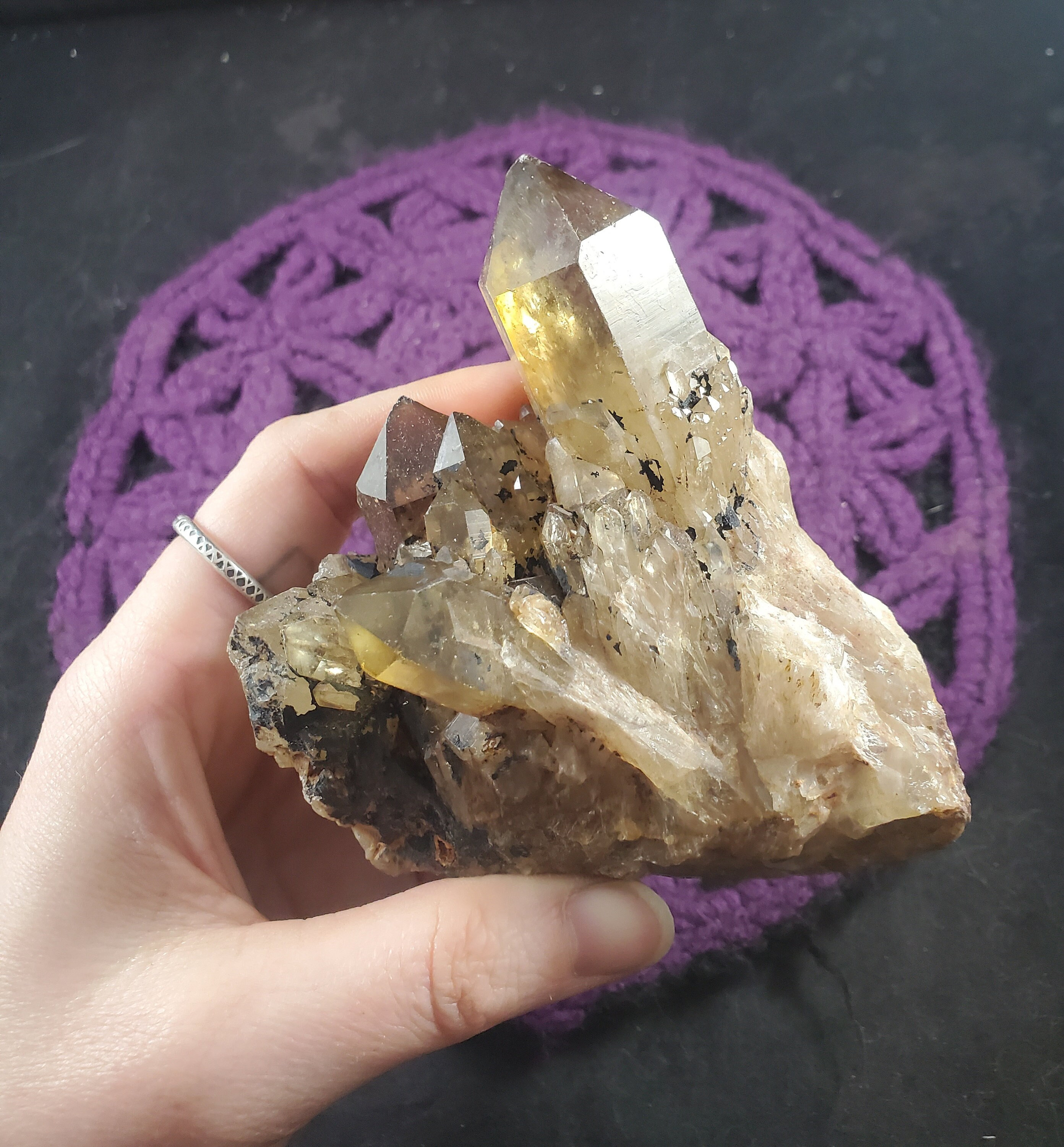 Large Congo Citrine Point Cluster Crystal Lwena Kundalini Smoky Citrine Terminated Yellow Untreated Unheated Xl Cabinet Specimen