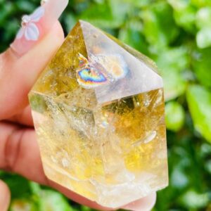 Natural Citrine Crystal Point: Yellow Quartz Obelisk Tower (78G) RAINBOW