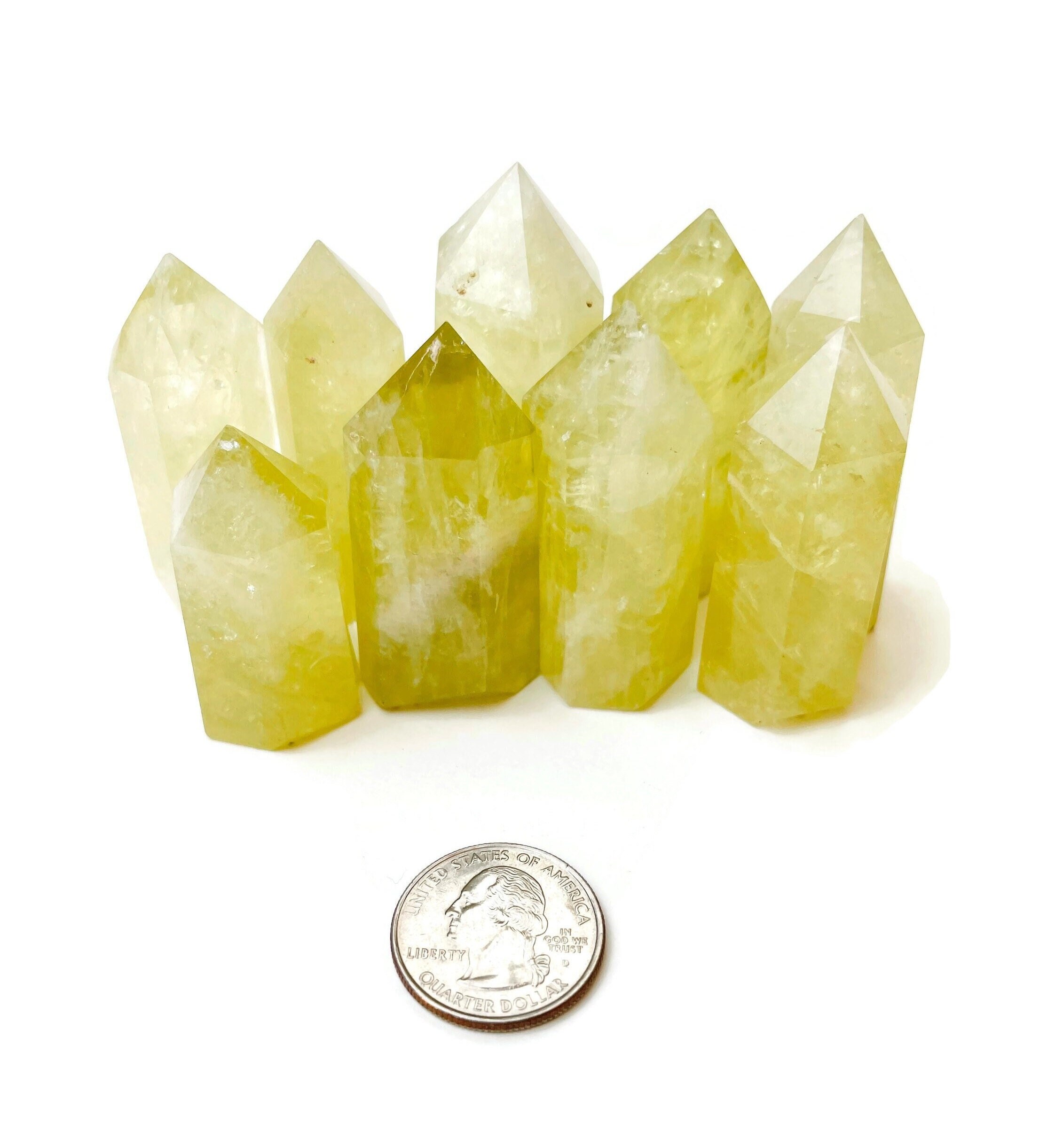 Natural Citrine Crystal Point Tower: Faceted Gemstone (40-70mm)