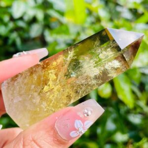 Smoky Citrine Crystal Point: Natural Yellow Quartz Obelisk With Rainbow