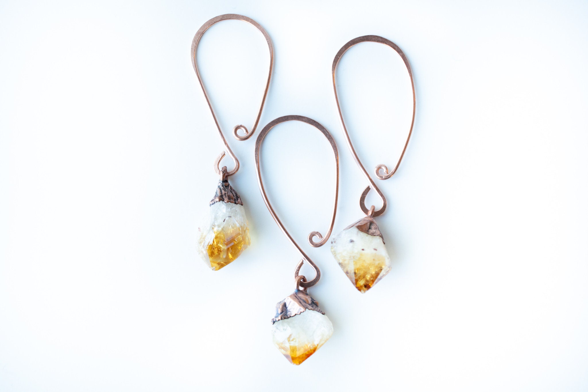 Citrine Crystal Ornament | Raw Crystal Ornament | Raw Citrine Christmas Ornament | Holiday Decoration | Crystal Ornament Set