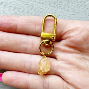 Citrine Crystal Purse Charm: Raw Gemstone Bag Charm, November Birthstone Citrine Crystal Purse Charm: Raw Gemstone Bag Charm, November Birthstone