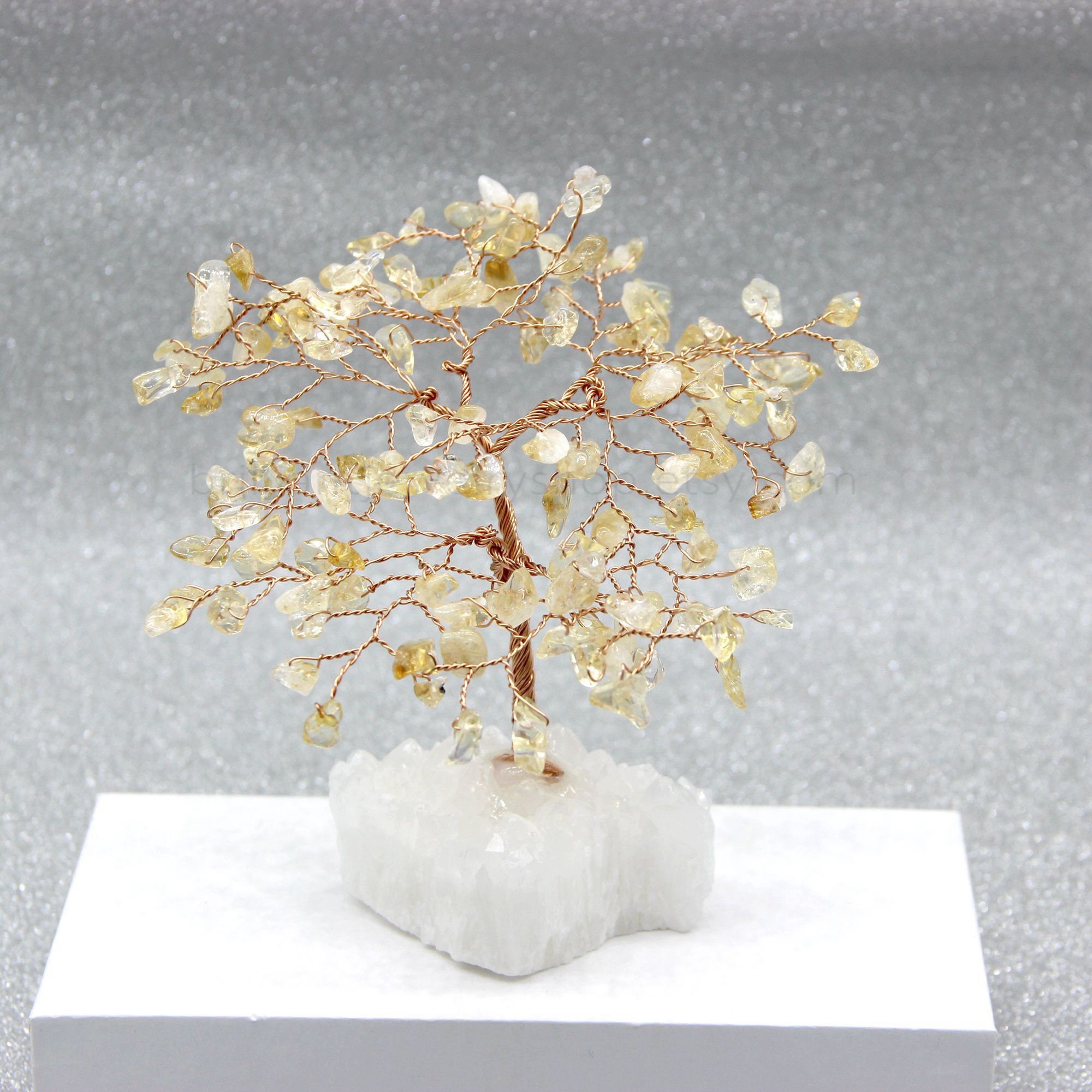 Crystal Tree, Citrine Tree, Crystal Cluster Tree, Gemstone Wire Sculpture Tree Of Life, Bonsai Tree, Small Crystal Desk Decor,feng Shui Tree