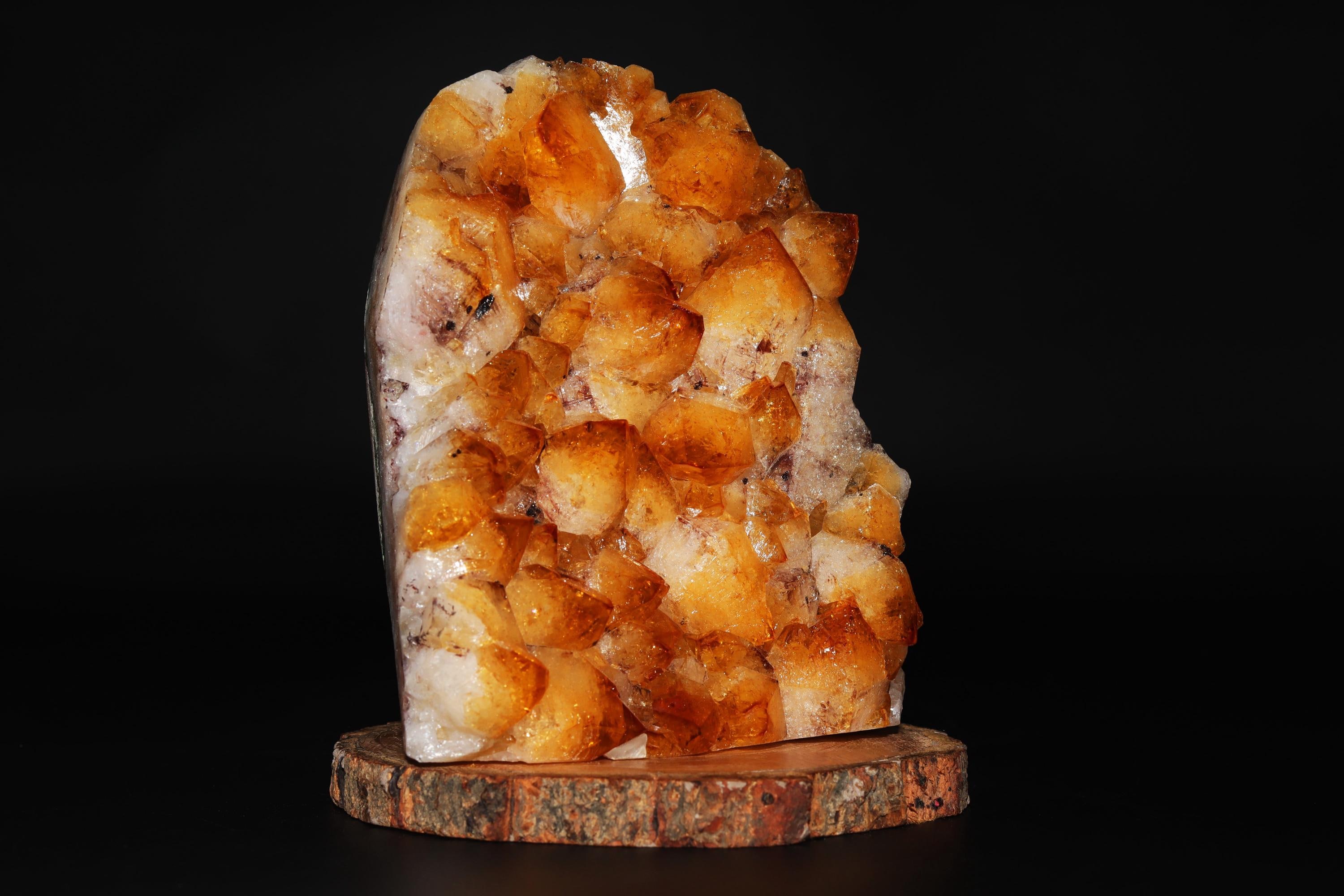 Orange Citrine Quartz Geode Cluster: Healing Crystal Home Decor, Brazil (125mm/5in, 1.4kg/3lb)