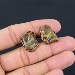 Rough Citrine Cufflinks, Electroformed Copper Jewelry
