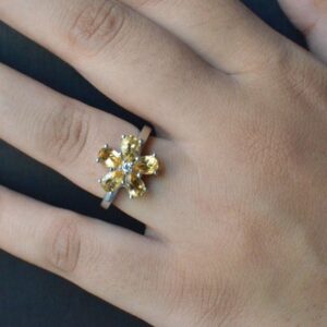 Citrine Flower Ring: Sterling Silver Gemstone, November Birthstone