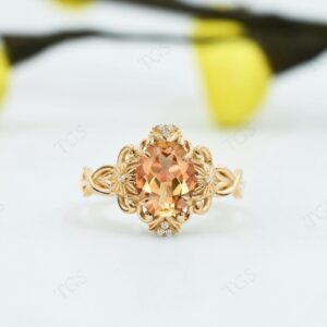 Natural Citrine Engagement Ring For Women Art Deco Yellow Gemstone Ring 14k Gold Citrine Floral Design Wedding Ring Vintage Bridal Ring Gift Natural Citrine Engagement Ring For Women Art Deco Yellow Gemstone Ring 14k Gold Citrine Floral Design Wedding Ring Vintage Bridal Ring Gift