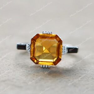 Natural Citrine Sterling Silver Ring: Minimalist Stacking Band